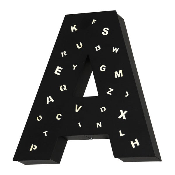 Čierna svetelná dekorácia v tvare písmena Glimte Letter A