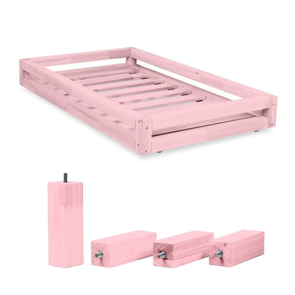 Sada ružovej zásuvky pod posteľ a 4 predĺžených nôh Benlemi, pre posteľ 80 × 160 cm