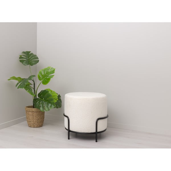 Biely taburet z textílie bouclé Carl – Tenzo-image-4