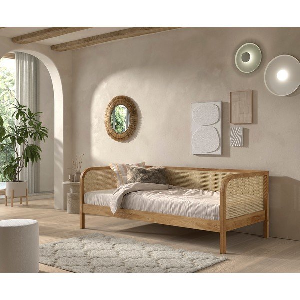 Jednolôžková posteľ z dubového dreva s roštom 90x200 cm v prírodnej farbe Olive Captain Rotan – Vipack-image-1