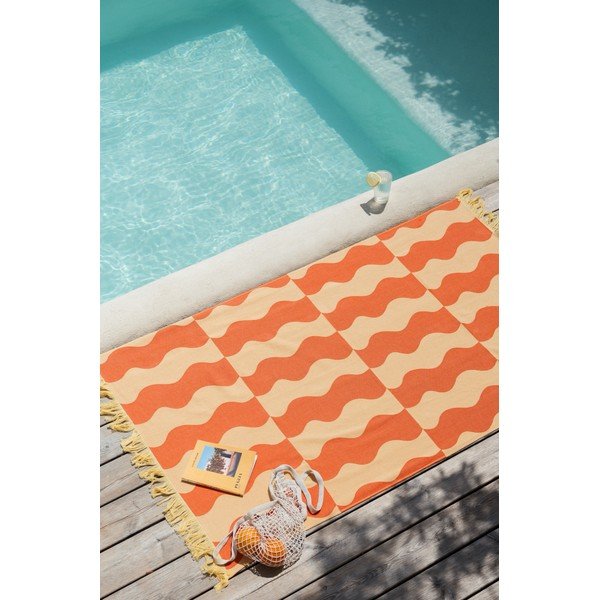 Žltá/oranžová bavlnená plážová osuška 100x160 cm Nuno – noo.ma-image-2