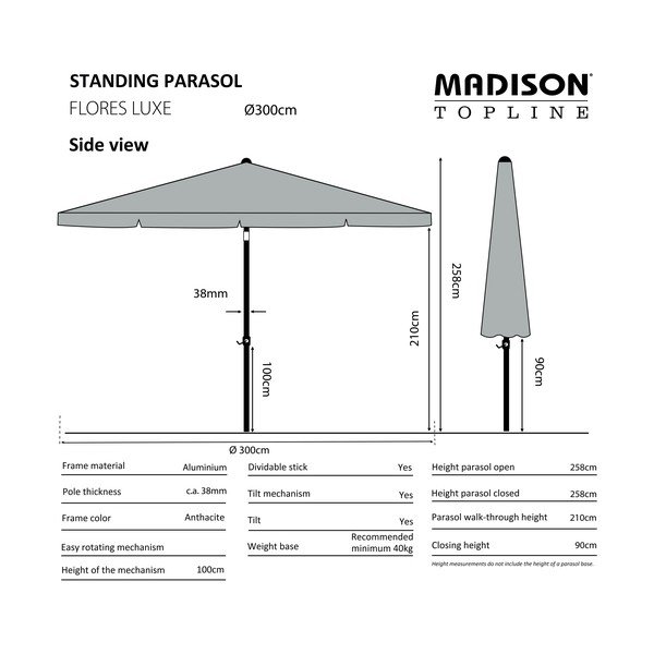 Modrý slnečník ø 300 cm Flores - Madison-image-1
