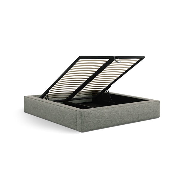 Zelená čalúnená dvojlôžková posteľ s úložným priestorom s roštom 160x200 cm Simon – Micadoni-image-3