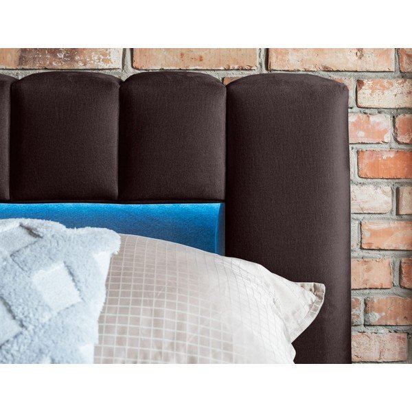 Tmavohnedá čalúnená dvojlôžková posteľ s úložným priestorom s roštom 160x200 cm Lamica – ELTAP-image-4