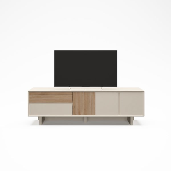 TV stolík v béžovej a prírodnej farbe v dekore duba 180x55x45 cm Carpi – Marckeric-image-2