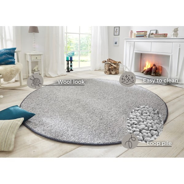 Sivý okrúhly koberec ø 133 cm Wolly – BT Carpet-image-4