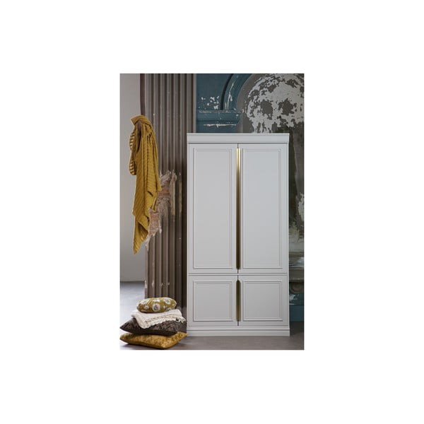 Svetlosivá šatníková skriňa z borovicového dreva 110x215x62 cm Organize – WOOOD-image-1