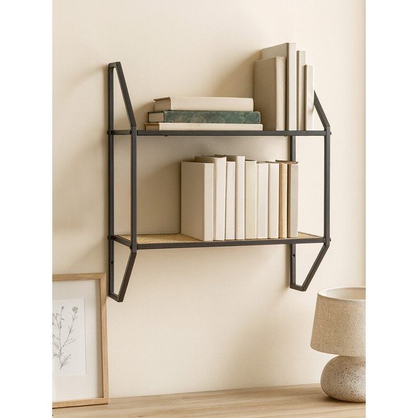 Čierna/v prírodnej farbe poschodová kovová polica 61 cm Depok – Premier Housewares-image-2