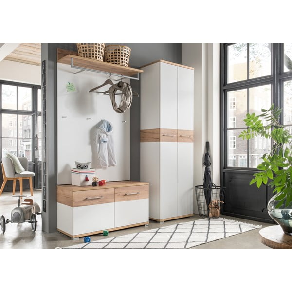 Biely/v prírodnej farbe vešiakový panel v dekore duba Topix – Germania-image-4