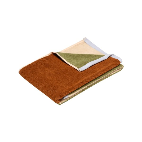 Hnedý froté bavlnený uterák 50x100 cm Block – Hübsch