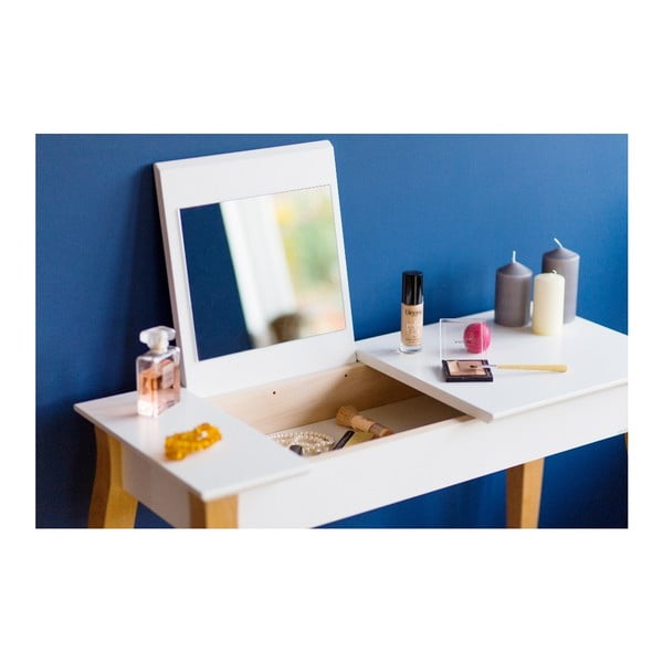 Biely toaletný stolík so zrkadlom Ragaba Dressing Table, dĺžka 65 cm-image-1
