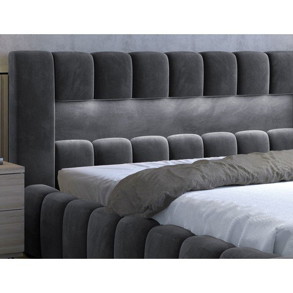 Sivá čalúnená dvojlôžková posteľ s úložným priestorom s roštom 160x200 cm Lamica – ELTAP-image-4