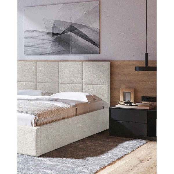 Béžová čalúnená dvojlôžková posteľ s úložným priestorom s roštom 180x200 cm Bufo – MESONICA-image-4
