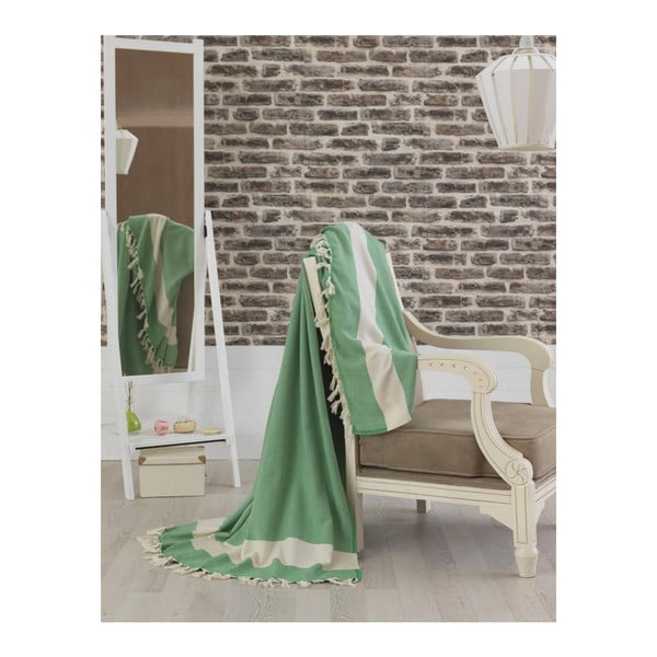 Zelený bavlnený pléd na posteľ Baliksirfi Green, 200 × 240 cm