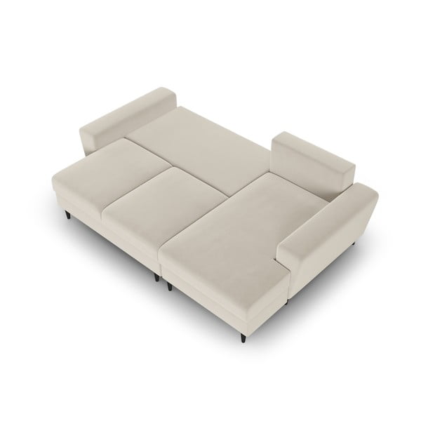 Béžová zamatová rozkladacia/s úložným priestorom rohová pohovka (pravý roh/s leňoškou) Kyoto – Cosmopolitan Design-image-2