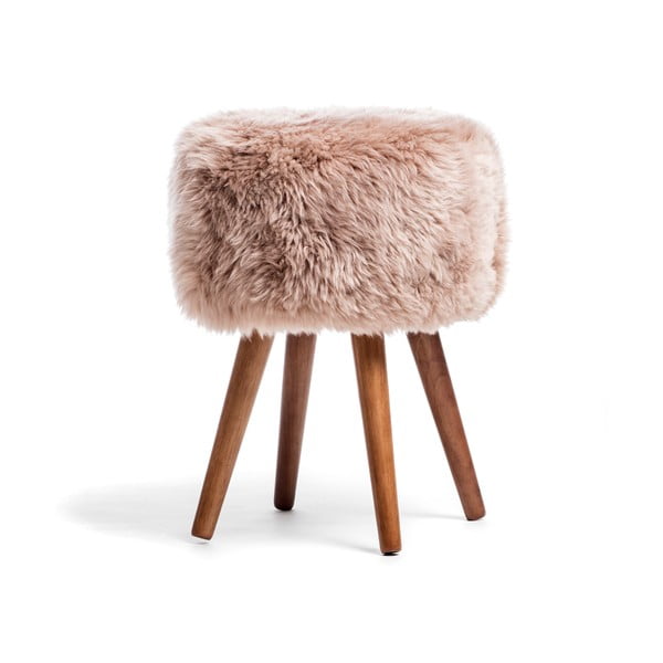 Stolička s béžovým sedadlom z ovčej kožušiny Royal Dream, ⌀ 30 cm