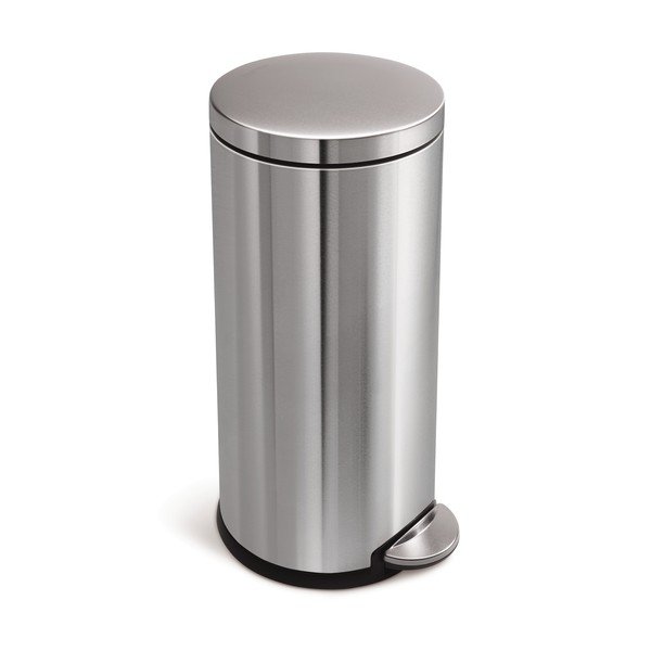 Strieborný matný pedálový kôš simplehuman, 30 l