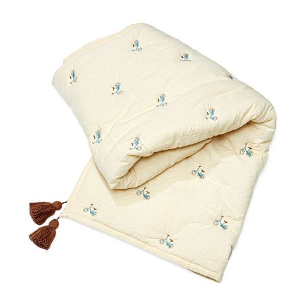 Červená/svetložltá prešívaná detská deka z bio bavlny 90x120 cm Bicycles – Cam Cam Copenhagen