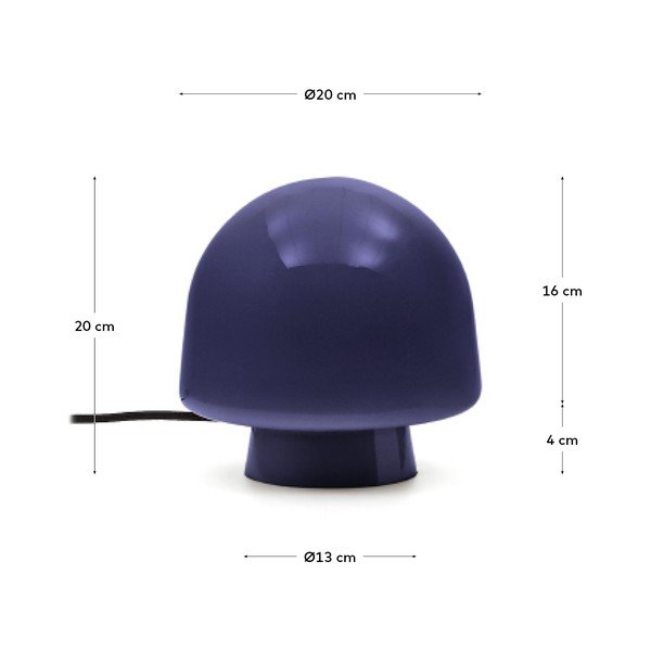 Tmavomodrá stolová lampa so skleneným tienidlom (výška 20 cm) Reig – Kave Home-image-4