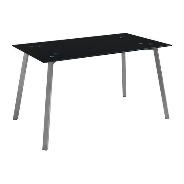 Jedálenský stôl s čiernou sklenenou doskou Pondecor Luis, 80 × 140 cm