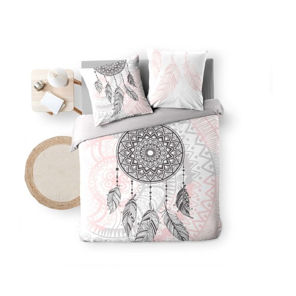 Bielo-ružové bavlnené obliečky na dvojlôžko 200x200 cm Namaste – douceur d'intérieur-image-2