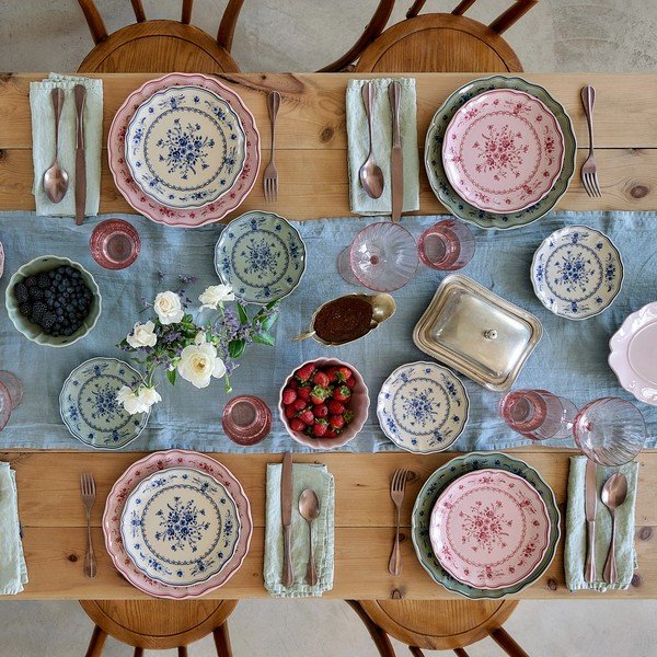 Modrý/béžový dezertný kameninový tanier ø 17 cm Vila – Costa Nova-image-3