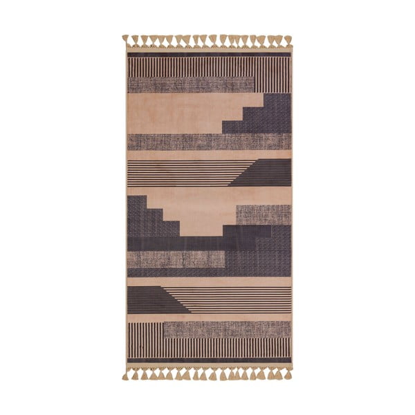 Hnedo-béžový umývateľný koberec behúň 300x100 cm - Vitaus