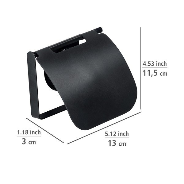 Čierny nástenný držiak na toaletný papier Wenko Static-Loc® Plus-image-1