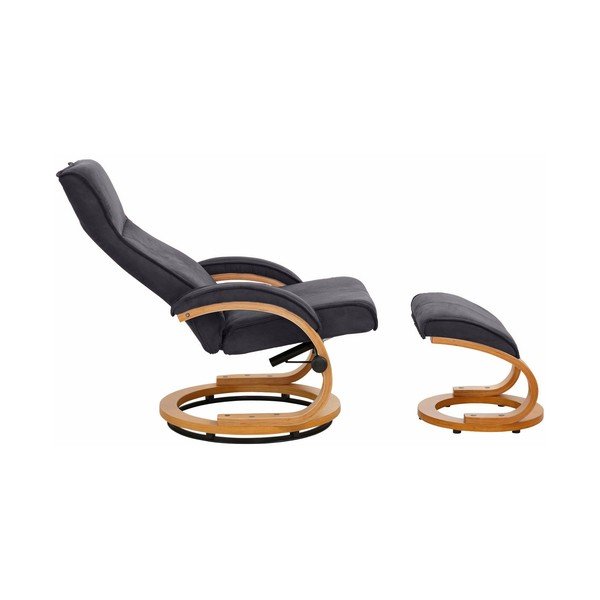 Set sivého polohovacieho kresla a podnožky s poťahom z textílie Støraa Rika-image-2