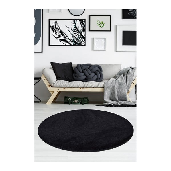 Čierny koberec Milano, ⌀ 90 cm