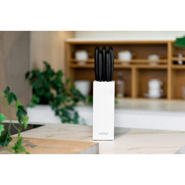 Súprava 5 nožov v bielom držiaku Vialli Design Caro-image-2