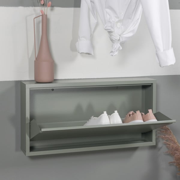 Sivozelená kovová výklopná skrinka na topánky 75x37,5x12,5 cm Billy – Spinder Design-image-1