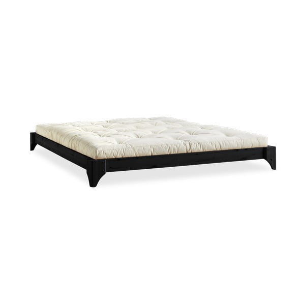 Dvojlôžková posteľ z borovicového dreva s matracom Karup Design Elan Comfort Mat Black/Natural, 180 × 200 cm