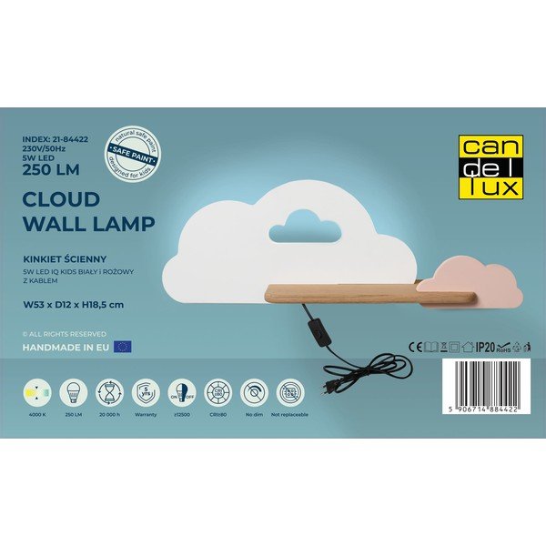 Bielo-ružové detské svietidlo Cloud - Candellux Lighting-image-3