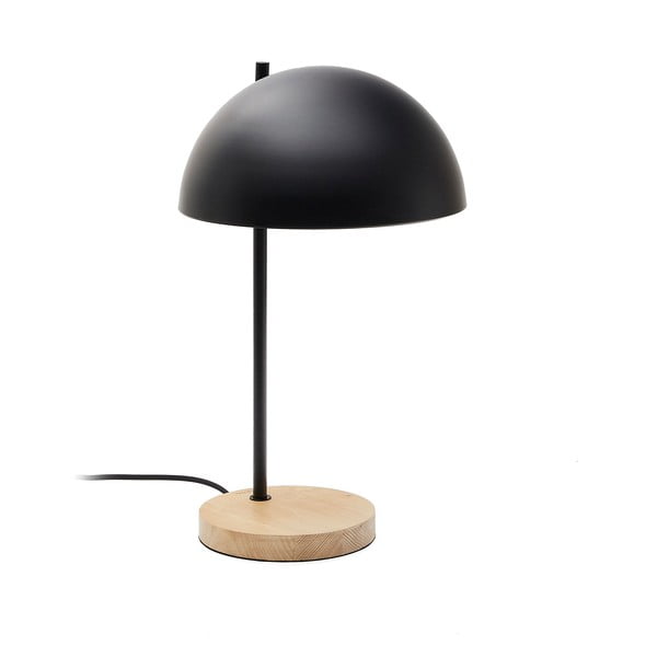 Čierna/v prírodnej farbe stolová lampa s kovovým tienidlom (výška 48,5 cm) Catlar – Kave Home