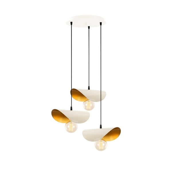 Biele/v zlatej farbe závesné svietidlo s kovovým tienidlom Sivani – Opviq lights-image-2