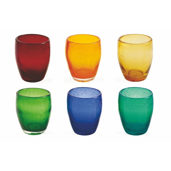 Súprava 6 farebných pohárov z fúkaného skla VDE Tivoli 1996 Rainbow, 280 ml
