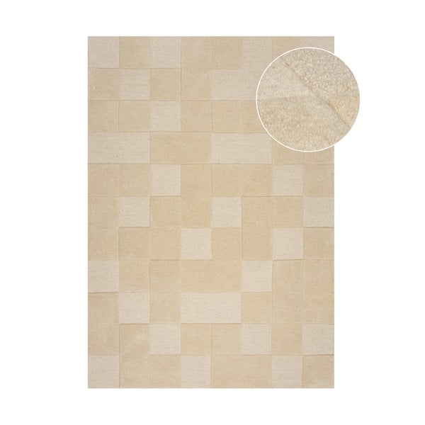 Béžový vlnený koberec 230x160 cm Checkerboard - Flair Rugs