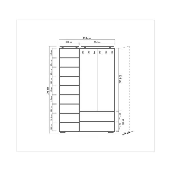 Hnedá predsieňová stena so zrkadlom Síhirlí Tree, výška 195 cm-image-3
