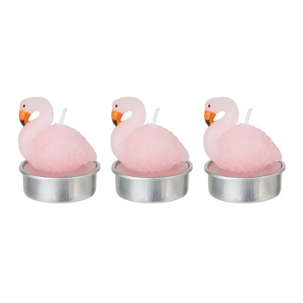Sada 3 sviečok v tvare plameniakov Le Studio Flamingo