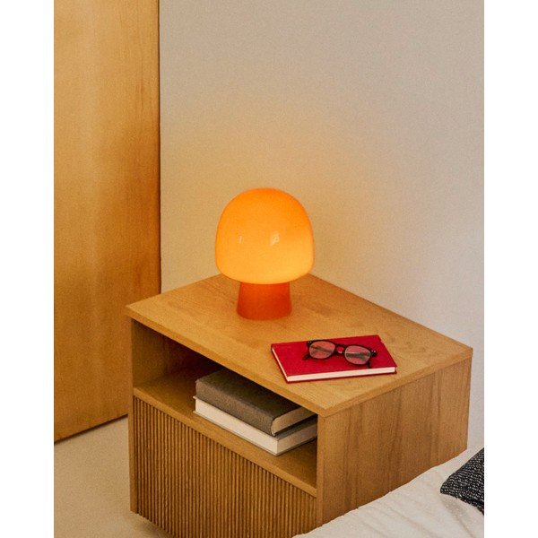 Oranžová stolová lampa so skleneným tienidlom (výška 20 cm) Reig – Kave Home-image-1