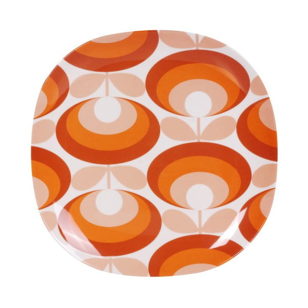 Oranžovo-biely tanier Orla Kiely Flower