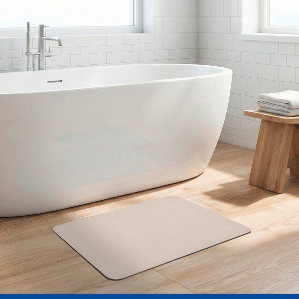 Béžová kúpeľňová predložka z kremeliny 39x60 cm Simi – Wenko-image-1