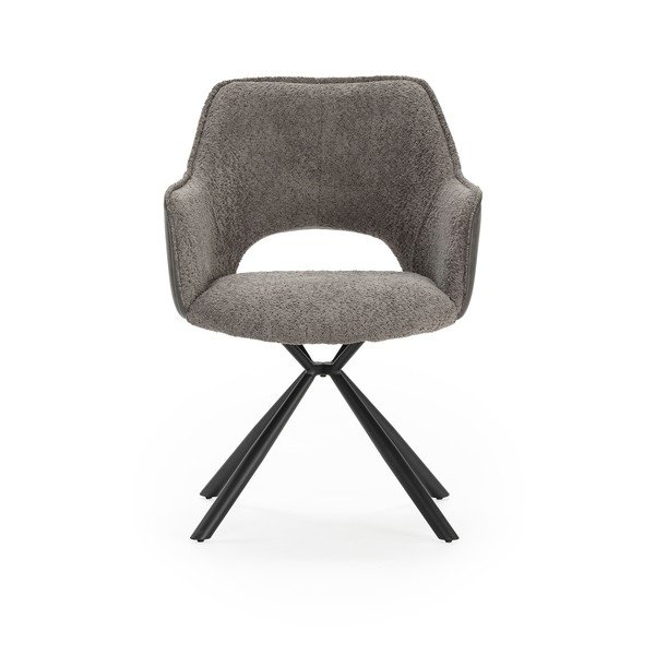 Sivé čalúnené jedálenské kreslá v súprave s podrúčkami 2 ks Mariel – Marckeric-image-4