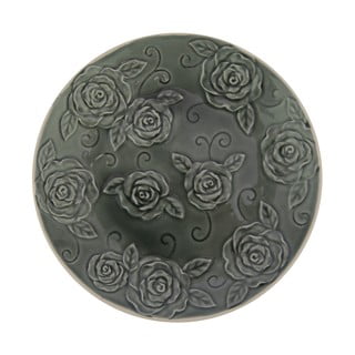 Čierny ozdobný tanier Antic Line Roses, ⌀ 25,5 cm
