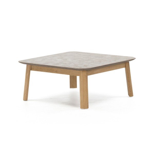 Sivý konferenčný stolík z dubového dreva PLM Barcelona, 80 x 80 cm