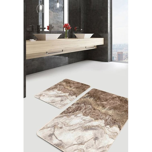 Hnedé kúpeľňové predložky v súprave 2 ks 60x100 cm – Mila Home-image-2