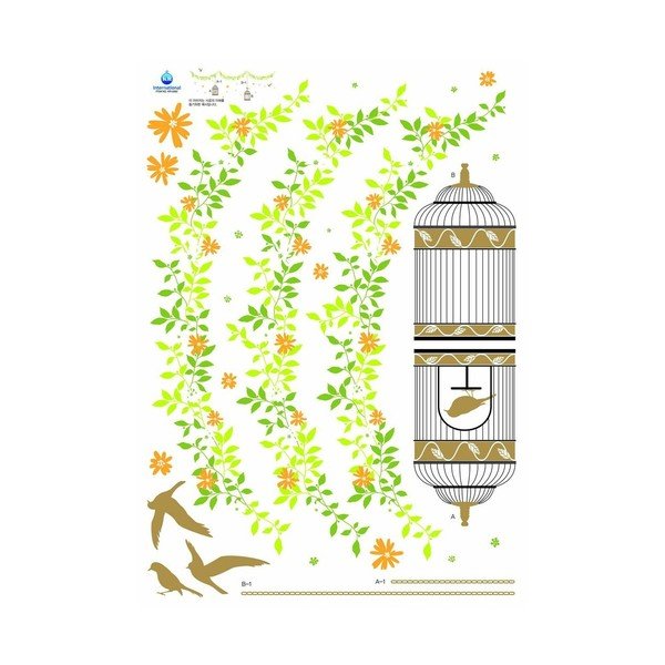 Samolepka Ambiance Elegant cages, birds and flowers, 30 cm-image-2