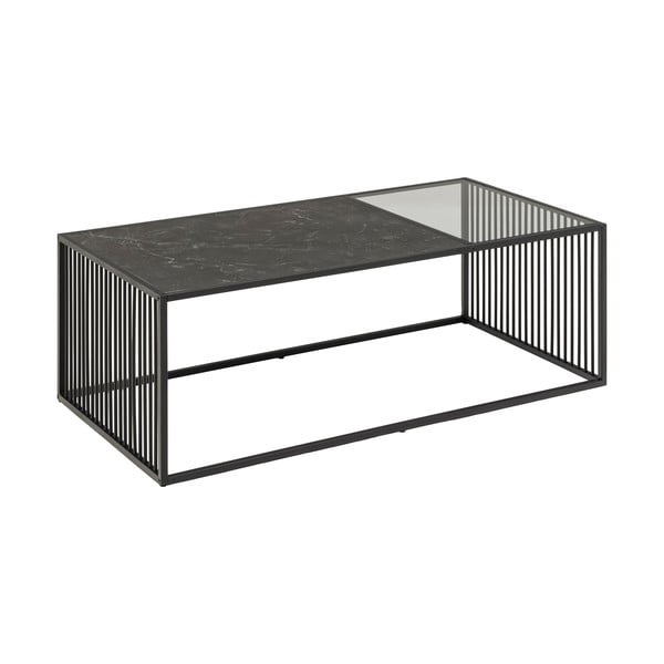 Čierny konferenčný stolík so sklenenou doskou 60x120 cm Strington – Actona