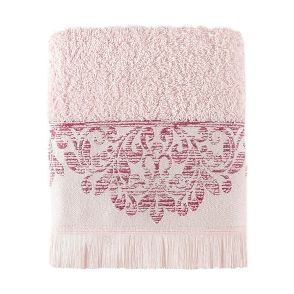 Ružový bavlnený uterák Lace, 50 × 90 cm